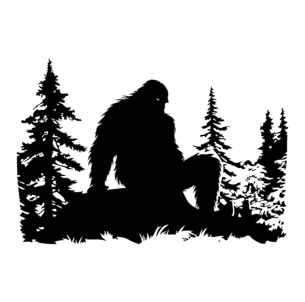Bigfoot silhouet t-shirt ontwerp vectorillustratie