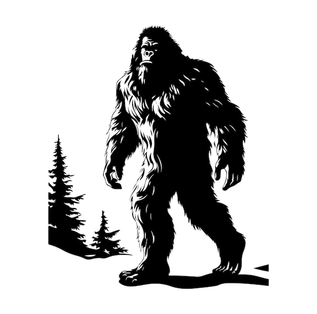 Bigfoot silhouet t-shirt ontwerp vectorillustratie