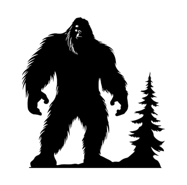 Bigfoot Silhouette Vector On White Background