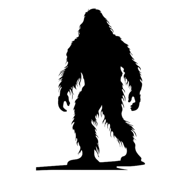 Bigfoot Silhouette Vector On White Background