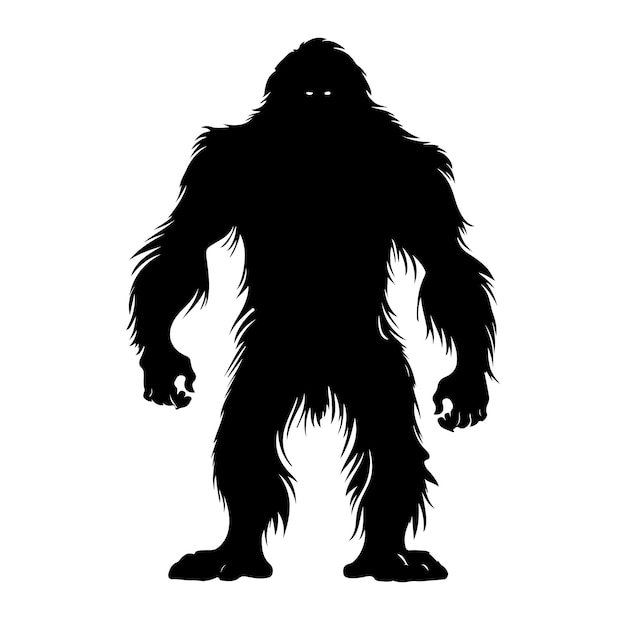 Bigfoot Silhouette Vector On White Background