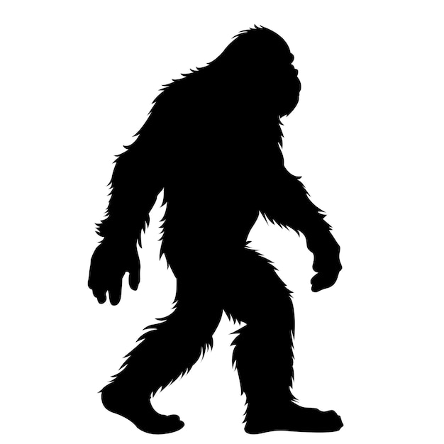 Vector bigfoot silhouette on white