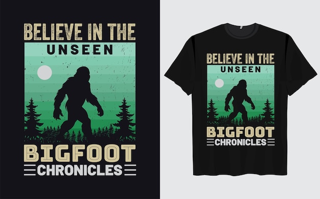 Vector bigfoot t-shirt design vector retro vintage stijl grappig sasquatch officiële bigfoot onderzoeksteam