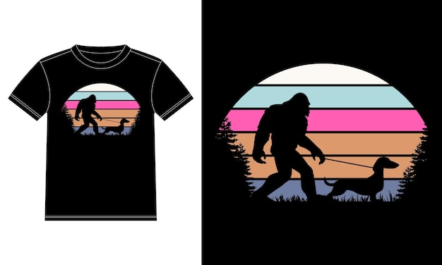 Bigfoot Walking Dachshund Dog Lover Gifts T-Shirt ontwerpsjabloon, Car Window Sticker, POD, cover,