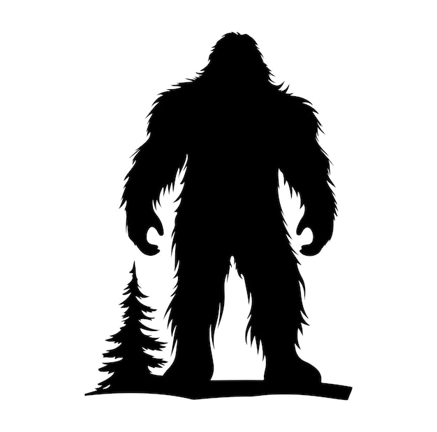 Vettore della siluetta del bigfoot yeti su fondo bianco