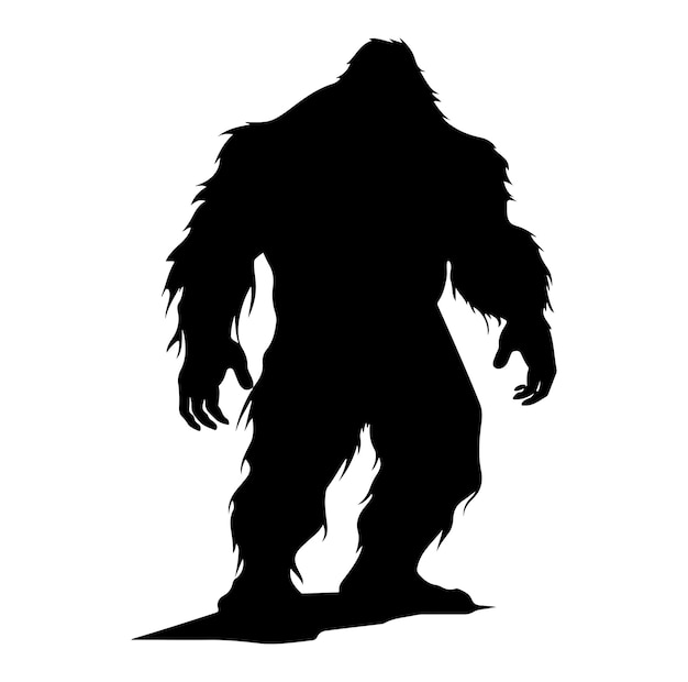 Bigfoot Yeti Silhouette Vector On White Background