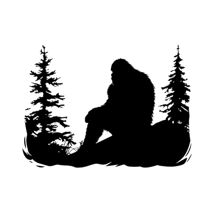 Vector bigfoot yeti silhouette vector on white background