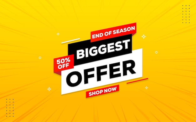 Biggest offer banner design with editable text effect