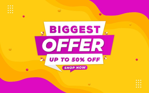 Biggest offer sale poster, sale banner design template with 3d editable text effect