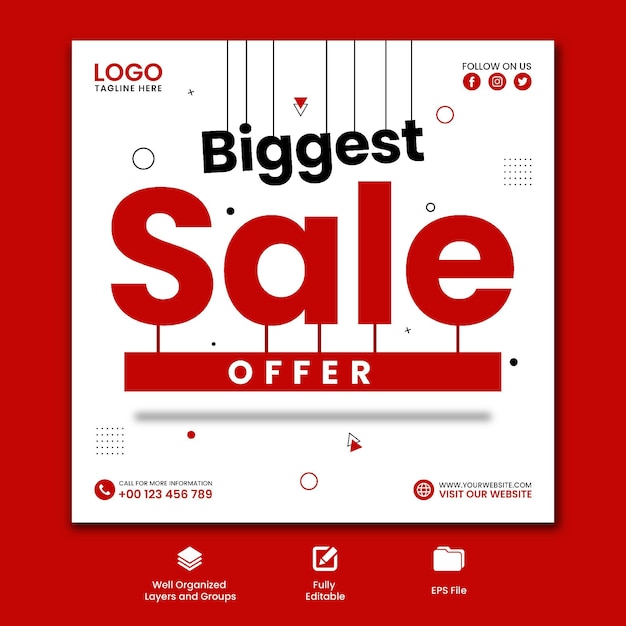 Biggest Sale Offer social media post template design