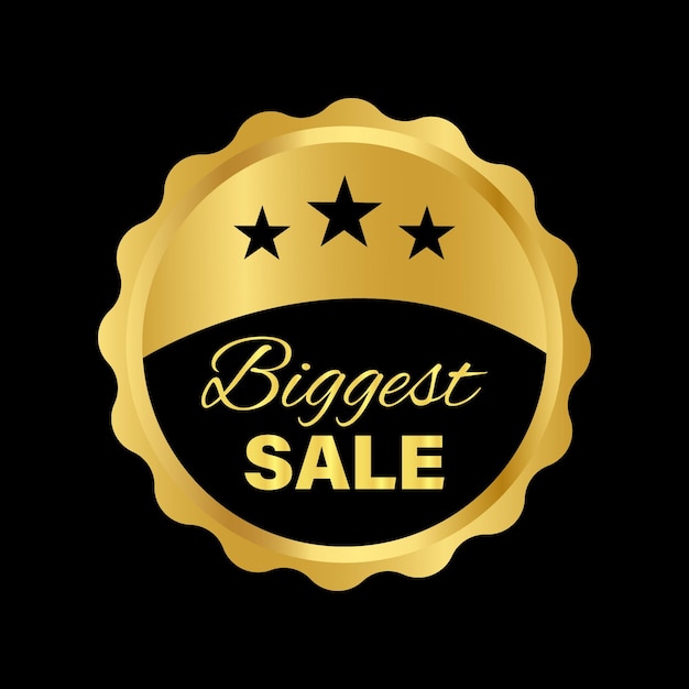 Biggest sale round golden luxury vector label