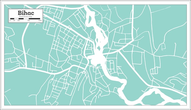 Vector bihac bosnia and herzegovina city map in retro style outline map