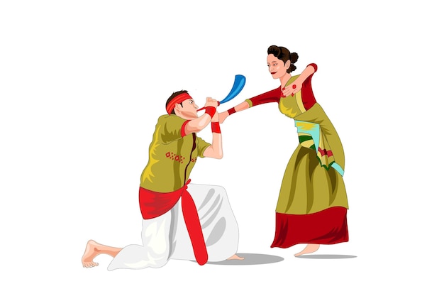 Bihu dance vector illustration on white background