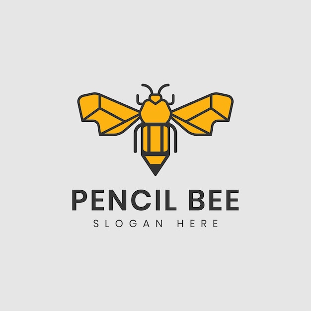 Bijen en potlood idee logo ontwerpsjabloon