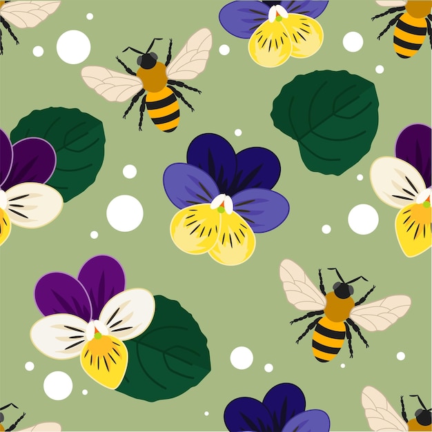 Bijen en viooltjes patroon