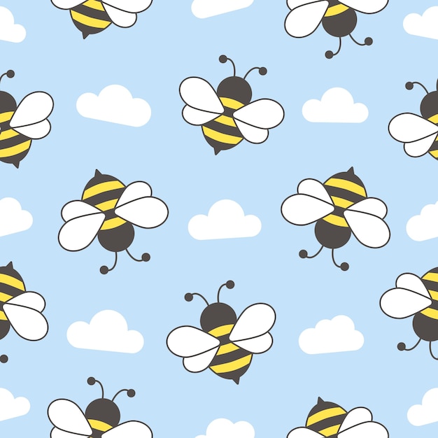 Bijen vliegen naadloze patroon vectorillustratie