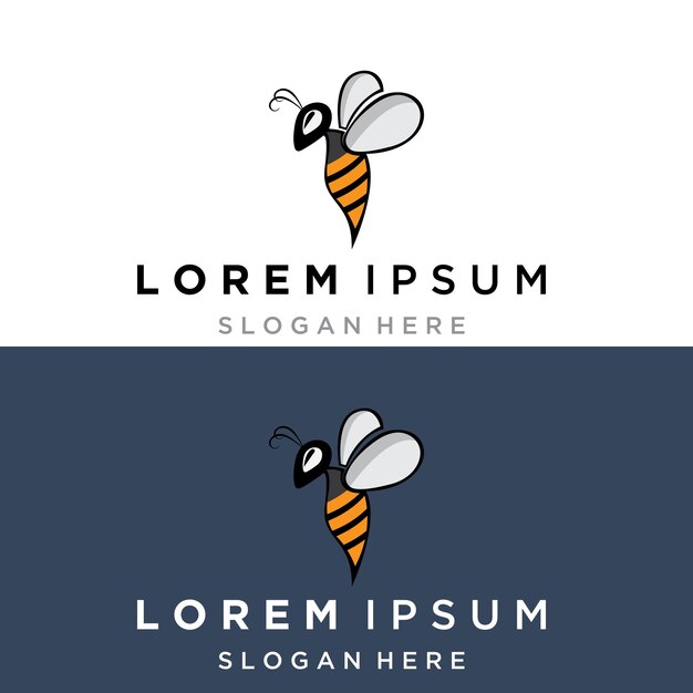 Bijenhoning met honingraat modern logo vector illustratieontwerp