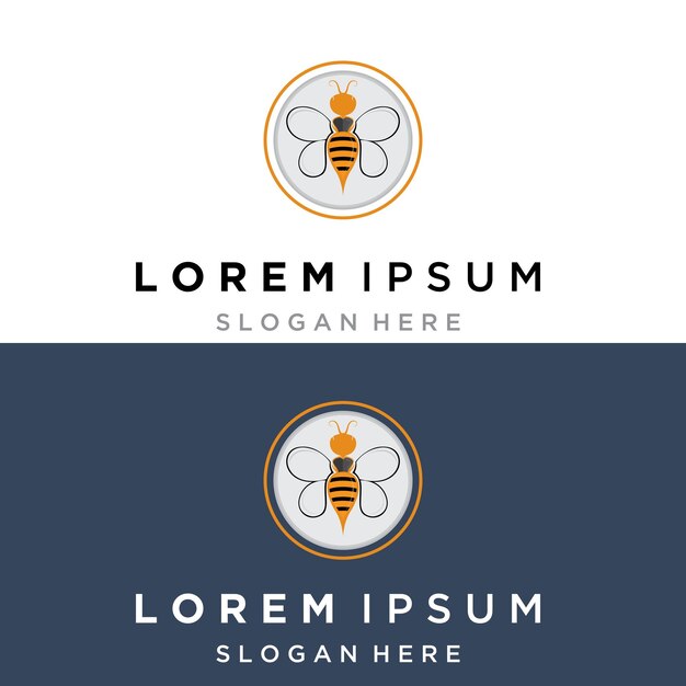 Bijenhoning met honingraat modern logo vector illustratieontwerp