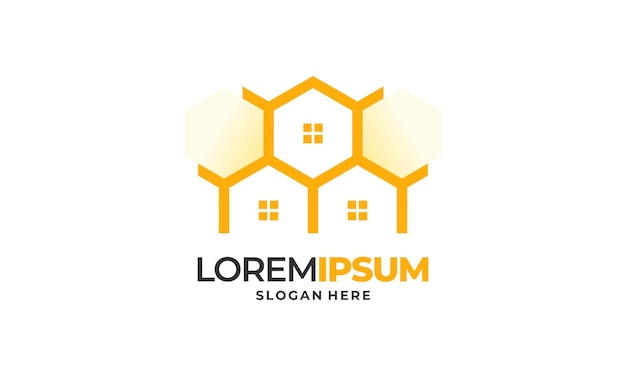 Bijenhuis logo ontwerpen concept vector, honey house farm logo sjabloon vectorillustratie