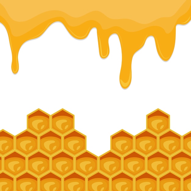 Bijenteeltachtergrond met stromende honing en honingraat