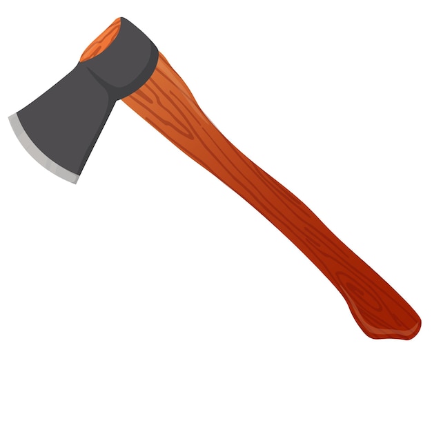 Bijl vectorillustratie. Het gereedschap van een houthakker. Geïsoleerd op een witte achtergrond. Houten handvat en meta
