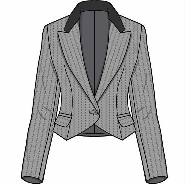 BIJSLUITENDE TUXEDO MET CONTRAST UITGEKRAAGDE KRAAG GRIJZE STREEP BLAZER VOOR DAMES CORPORATE WEAR VECTOR