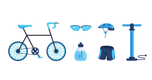 벡터 bikercycling 장비를 위한 자전거 장비 운동복의 자전거 자전거 vectorinfographic 요소 컬렉션