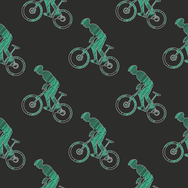 Bike and bikers man pattern illustration. creative and sport style image