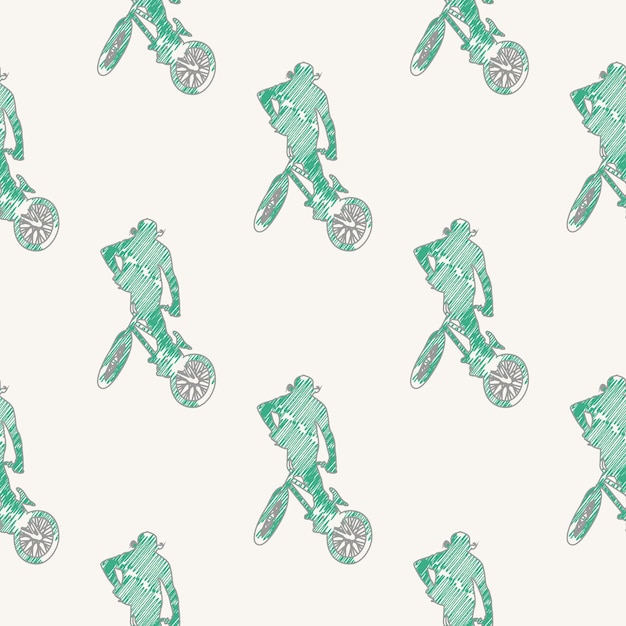 Bike and bikers man pattern illustration. creative and sport style image