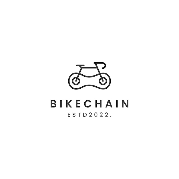 Concetto di linea di design del logo della catena della bici moderno