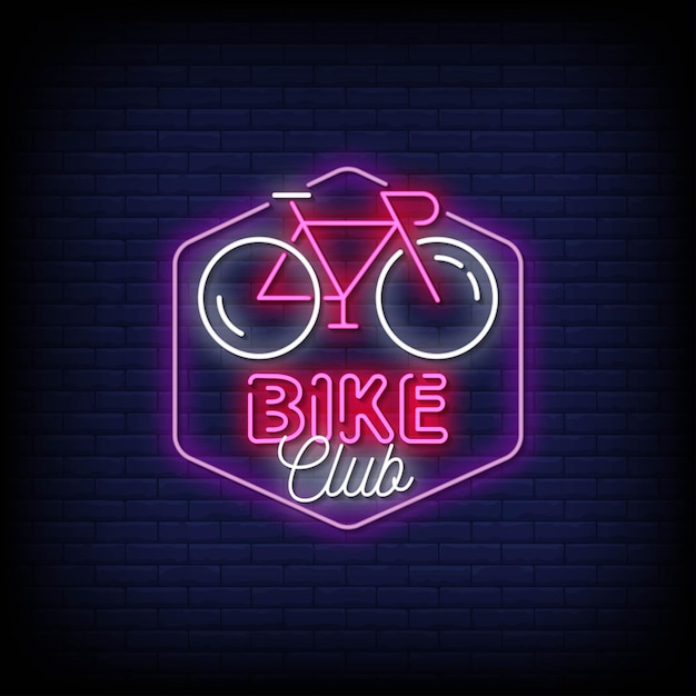 Bike club logo neon signs style text