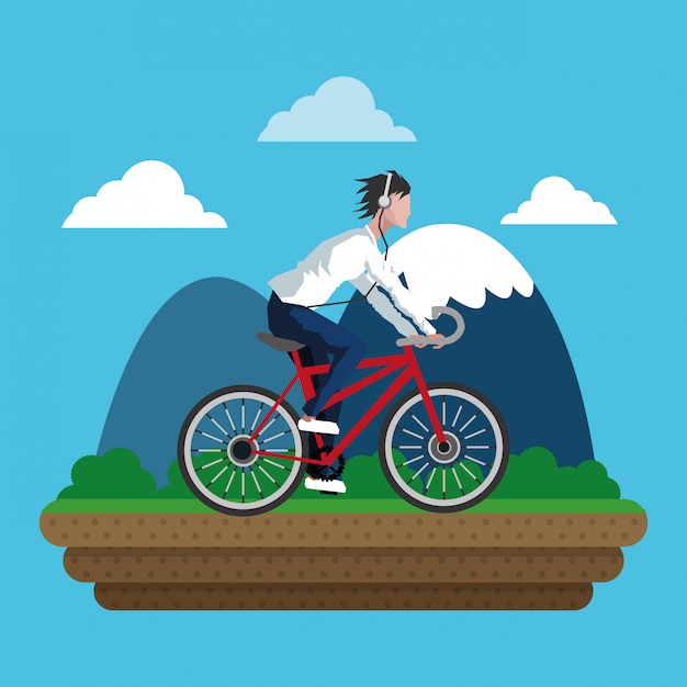 bike and cyclist icons image 