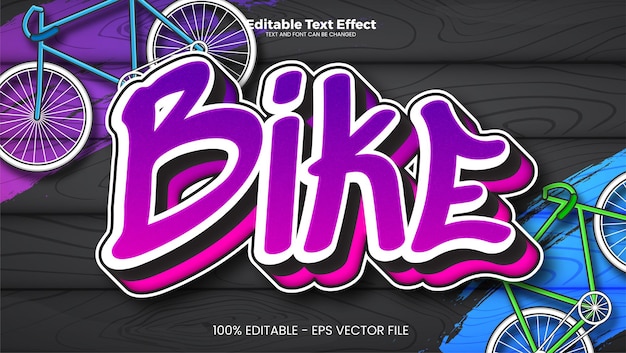 그래피티 트렌드 스타일의 자전거 편집 가능한 텍스트 효과