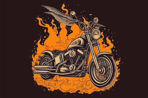 Vettore bici in fiamme vettore illustrazione vintage