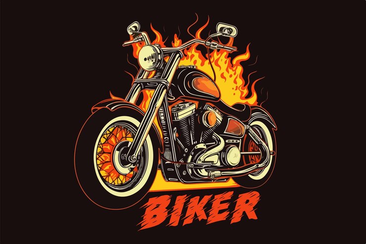 Bike on fire vector vintage illustration