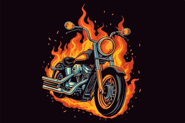 Bike on fire vector vintage illustration