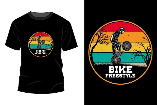 Vector bike freestyle t-shirt mockup ontwerp vintage retro