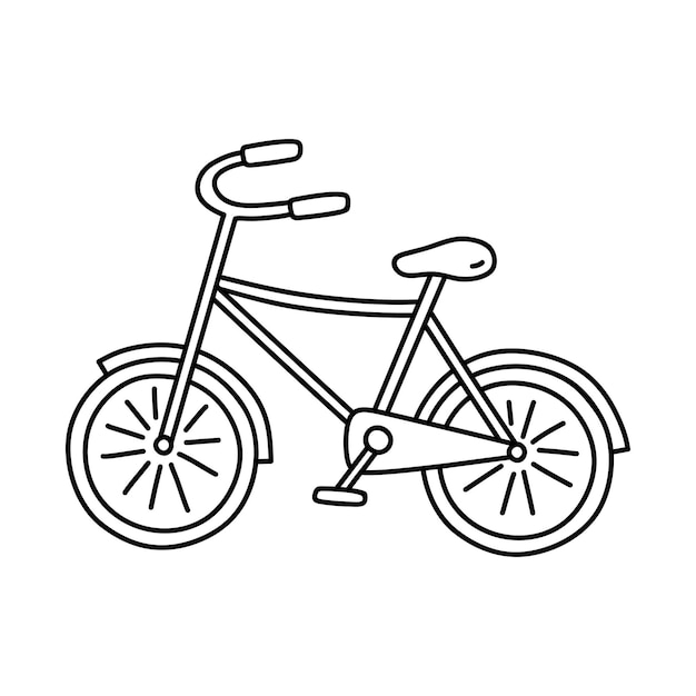 Bike isolated on white background Ecological transport hand drawn doodle illustration