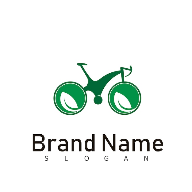 Bike logo design symbol naturan green bicycle ride