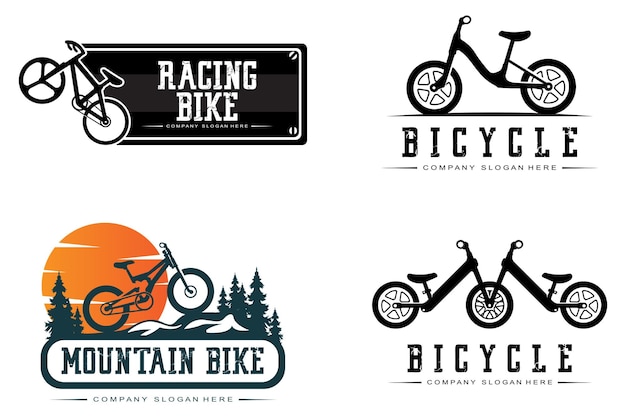 Bike Logo Icon Vector vehicle for sports racing casual downhill retro template