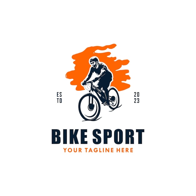 Bike man silhouette logo design