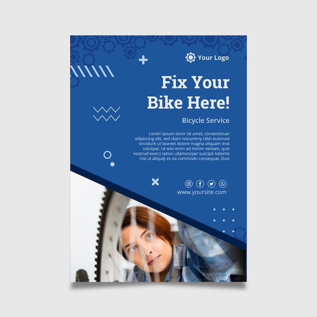 Vector bike mechanic poster template