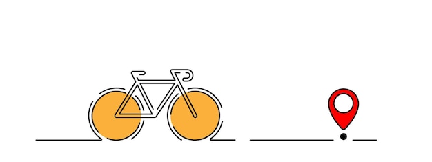 Пробег велосипеда с конечной точкой велосипед и маршрут символ пункта назначения путешествия