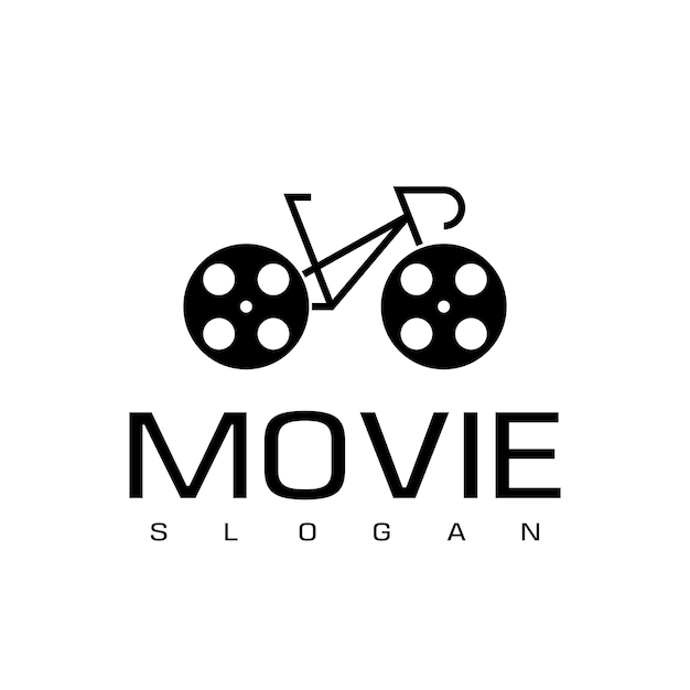 自転車の映画や映画のロゴデザインベクトル