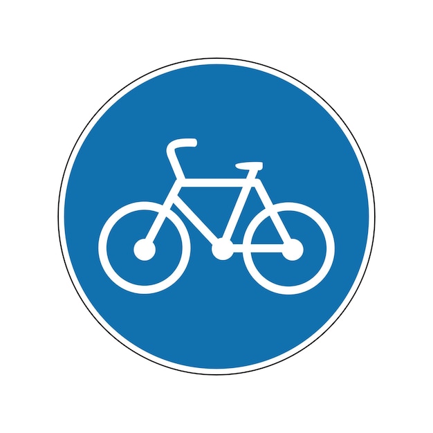 자전거 도로 표지판 의무 표지판 둥근 파란 표지판 자전거를 타는 사람들을 위한 도로 표시판 자전차