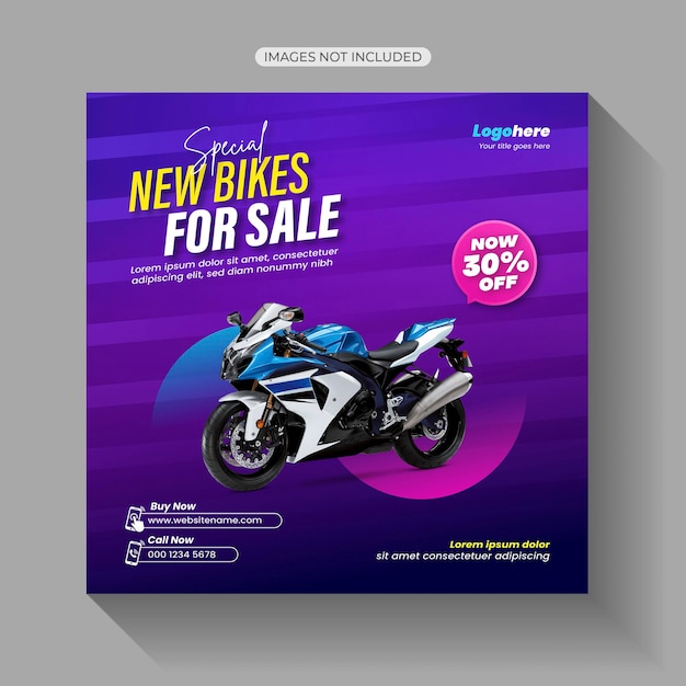 Vector bike rental social media post template