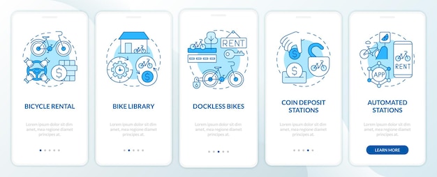 Bike-share categorization onboarding mobile app page screen