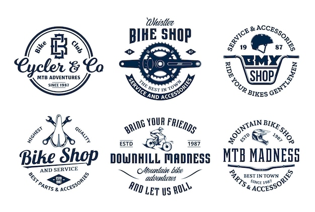 自転車屋、自転車サービス、マウンテン バイクのロゴ