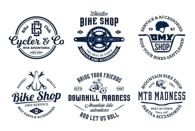 Bike shop, bicycle service, mountain biking logo