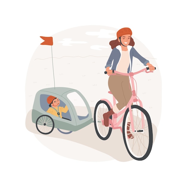 Vector bike trailer isolated cartoon vector illustration